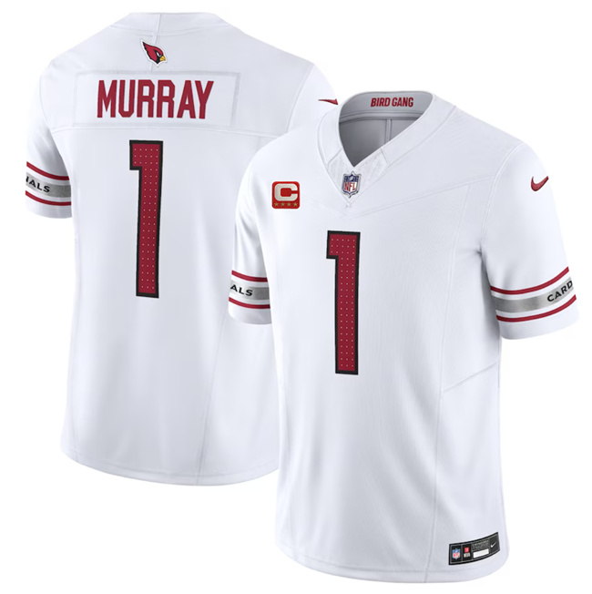 Men's Arizona Cardinals #1 Kyler Murray White 2023 F.U.S.E. With 4-Star C Patch Vapor Untouchable F.U.S.E. Limited Football Stitched Jersey